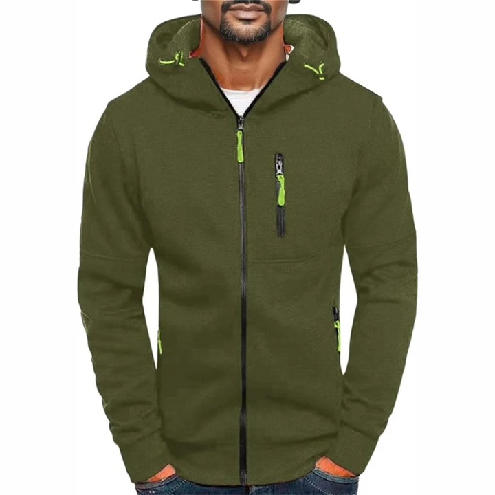 Drune | Herren Kapuzenpulli mit Reißverschluss Schwarz Kapuzenpullover