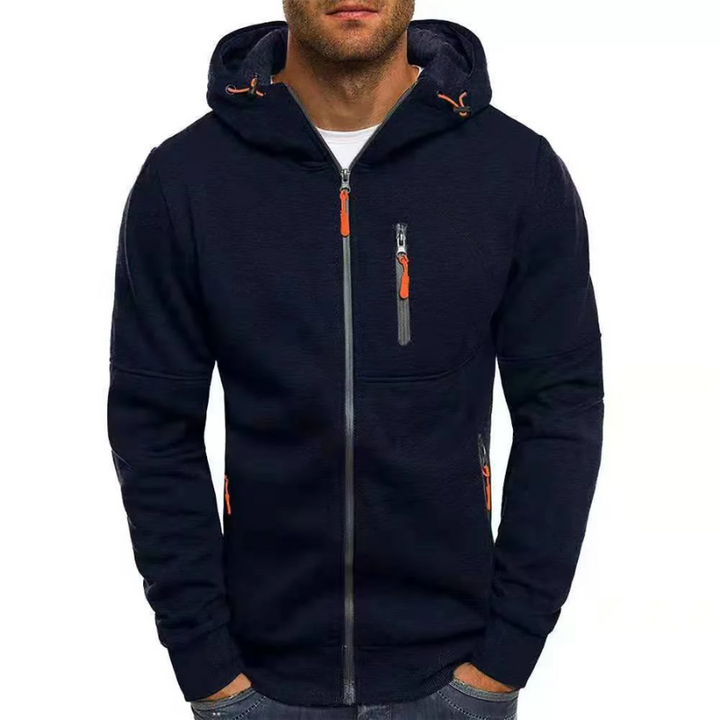 Drune | Herren Kapuzenpulli mit Reißverschluss Schwarz Kapuzenpullover