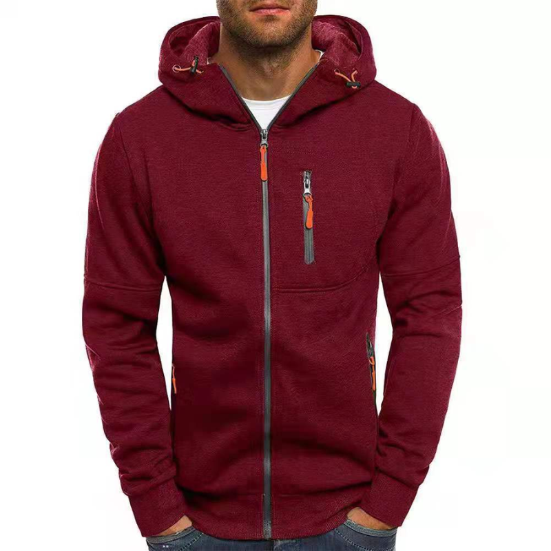 Drune | Herren Kapuzenpulli mit Reißverschluss Schwarz Kapuzenpullover