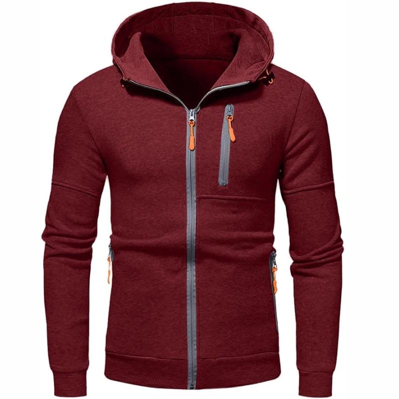 Drune | Herren Kapuzenpulli mit Reißverschluss Schwarz Kapuzenpullover