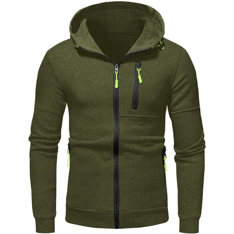 Drune | Herren Kapuzenpulli mit Reißverschluss Schwarz Kapuzenpullover