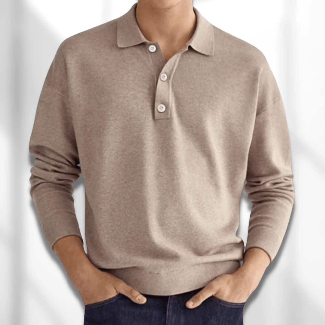 Drune | Herren Langarm Poloshirt Schwarz