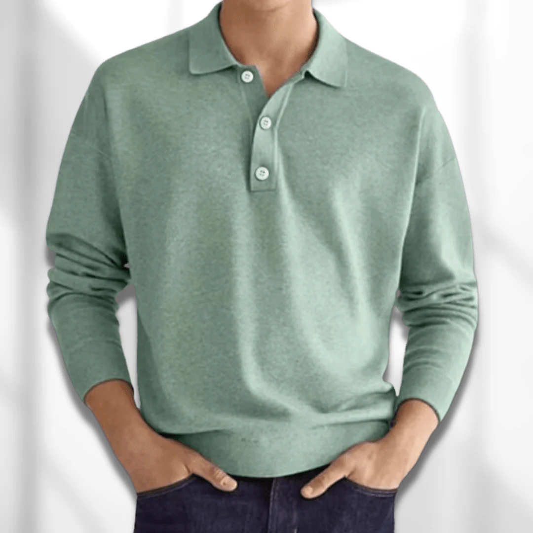 Drune | Herren Langarm Poloshirt Schwarz