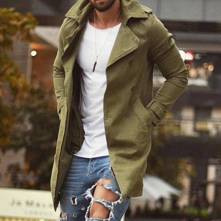 Drune | Herren Schwarzer Trenchcoat Lange Jacke