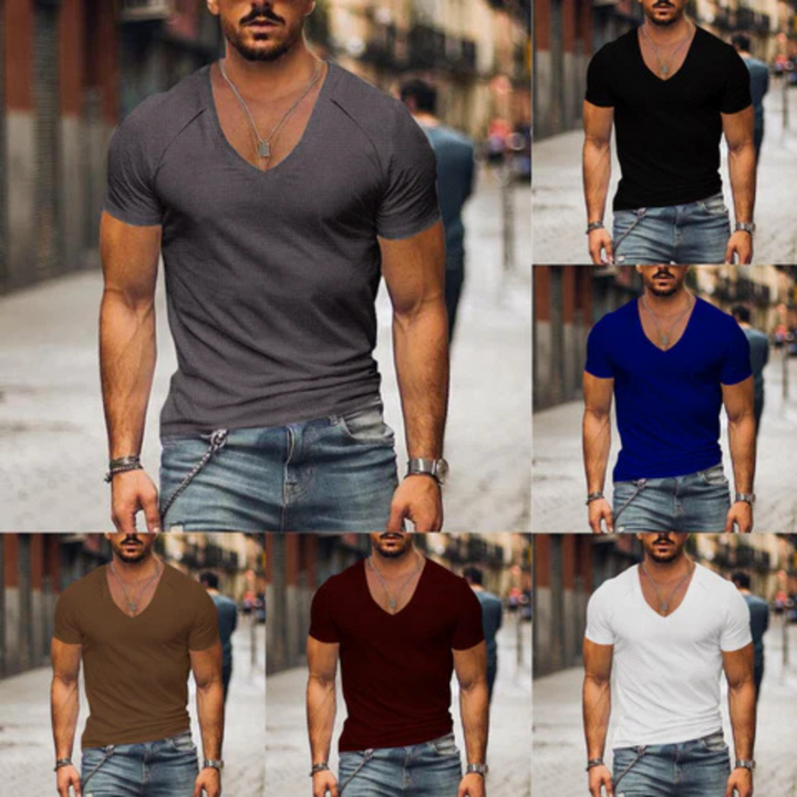 Drune | Herren V-ausschnitt T-shirt Slim Fit