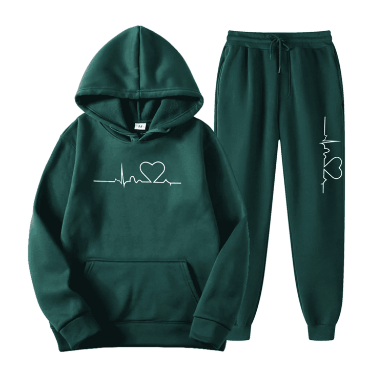 Drune | Damen Kapuzenpullover Trainingsanzug Satz mit Druck
