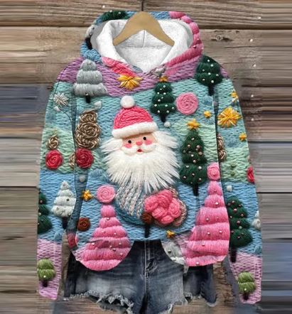 Drune | Vintage Santa Kapuzenpullover Mit Print