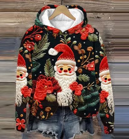 Drune | Vintage Santa Kapuzenpullover Mit Print
