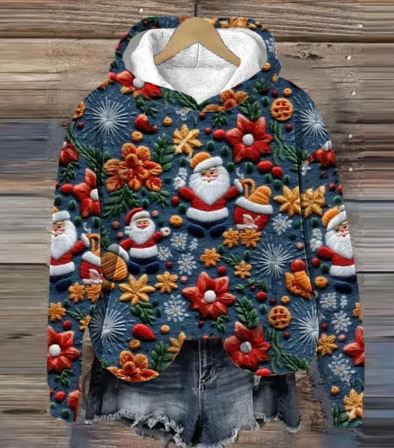 Drune | Vintage Santa Kapuzenpullover Mit Print