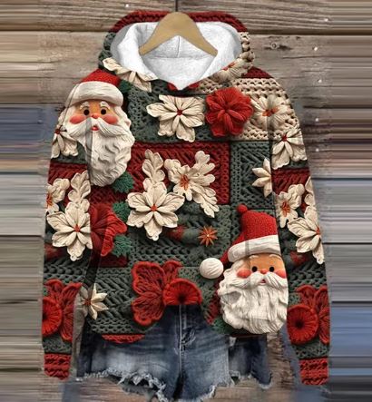 Drune | Vintage Santa Kapuzenpullover Mit Print