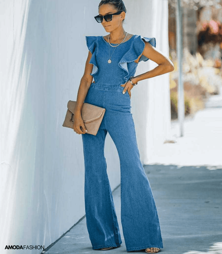 Drune | Hochwertige Denim-Jumpsuits mit ausgestellten Ärmeln