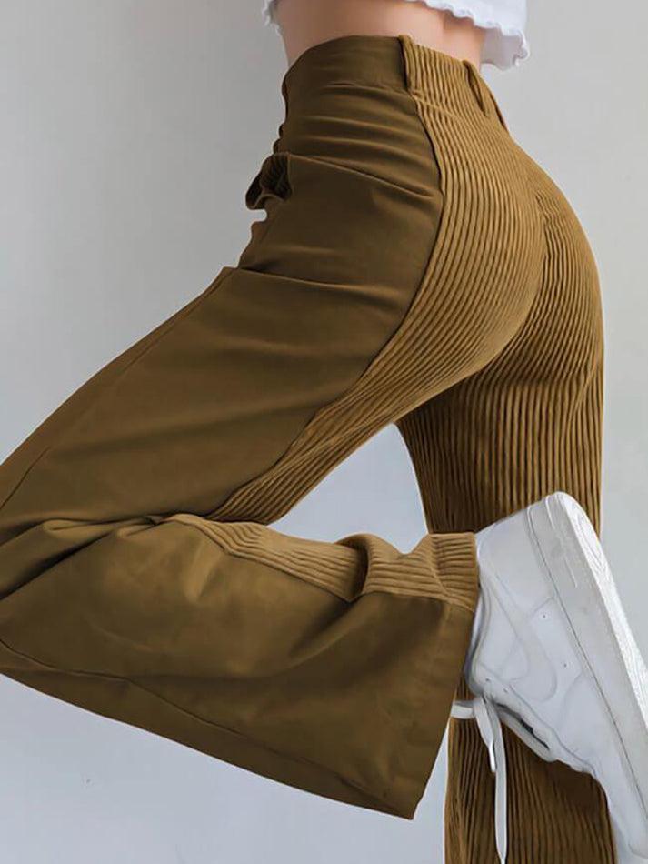 Drune | Hoch Taillierte Y2k Corduroy Weite Hose
