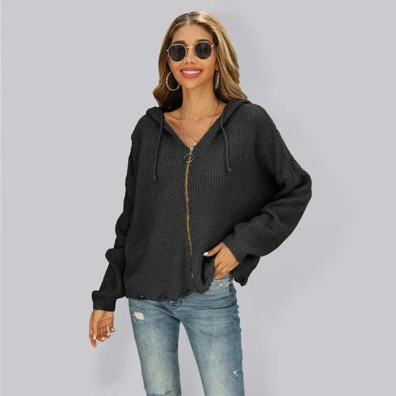 Drune | Hole Frauen Strickjacke Pullover