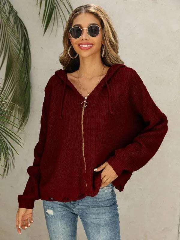 Drune | Hole Frauen Strickjacke Pullover