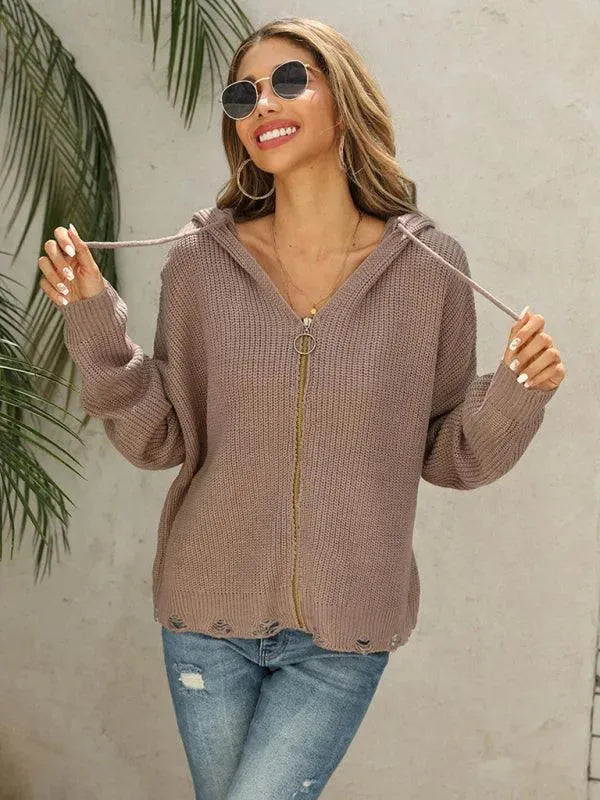 Drune | Hole Frauen Strickjacke Pullover