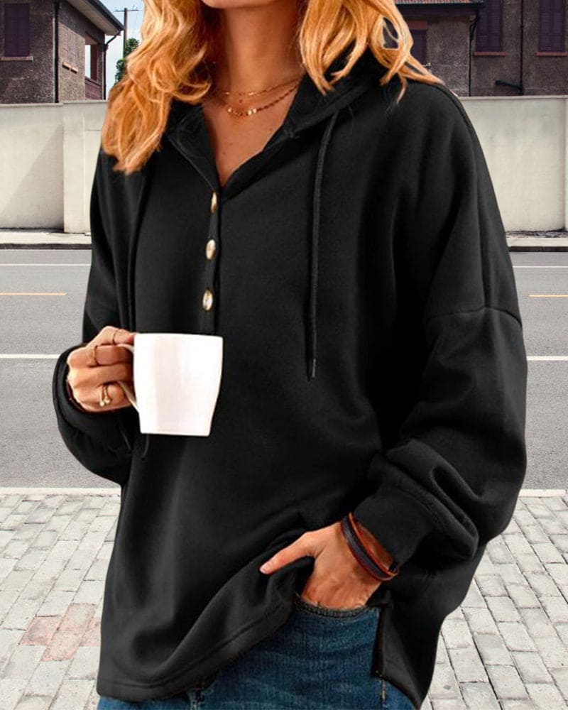 Drune | Hoodie mit Knopfverschluss