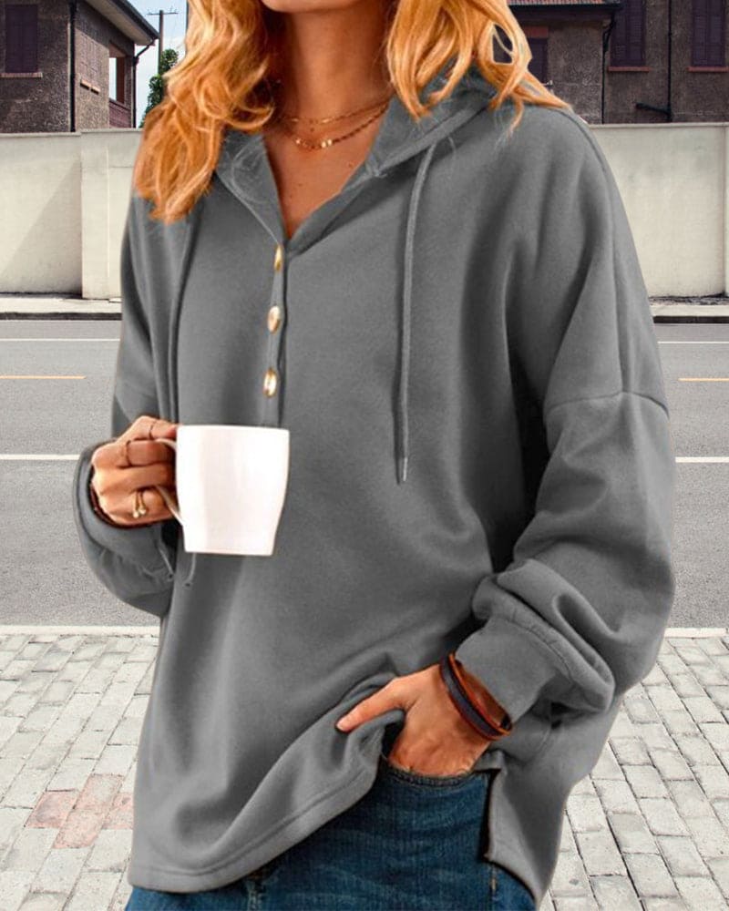 Drune | Hoodie mit Knopfverschluss