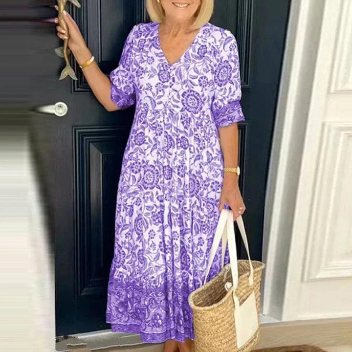 Drune | Florale V-Ausschnitt Maxi-Kleid für Frauen