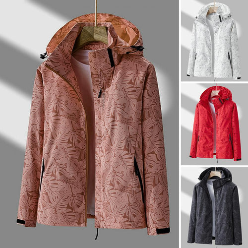 Drune | Women's waterproof outdoor jacket – lightweight with hood & floral pattern