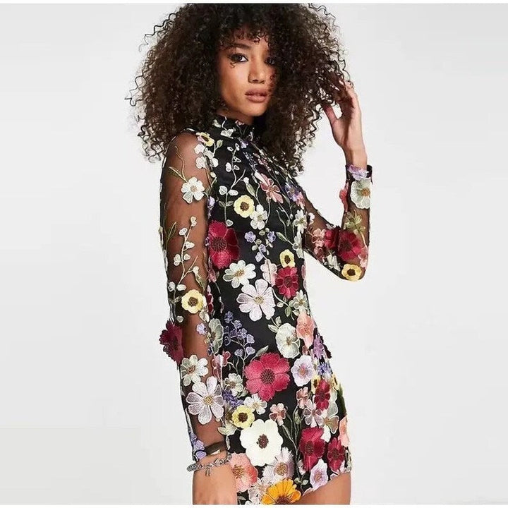 Drune | Minikleid Mit Floralen Applikationen Und Durchscheinender Optik