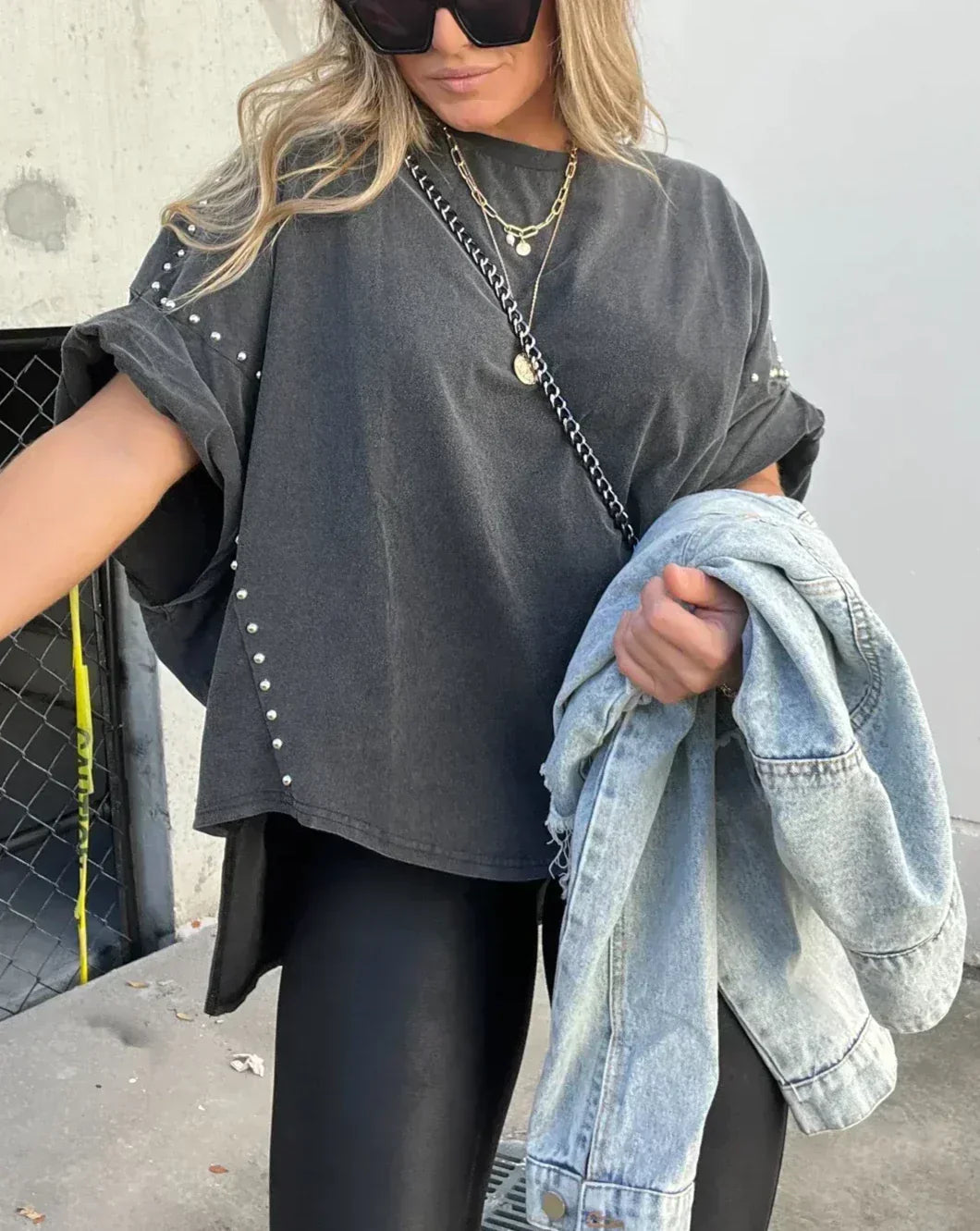 Drune | Oversized Nieten T-Shirt