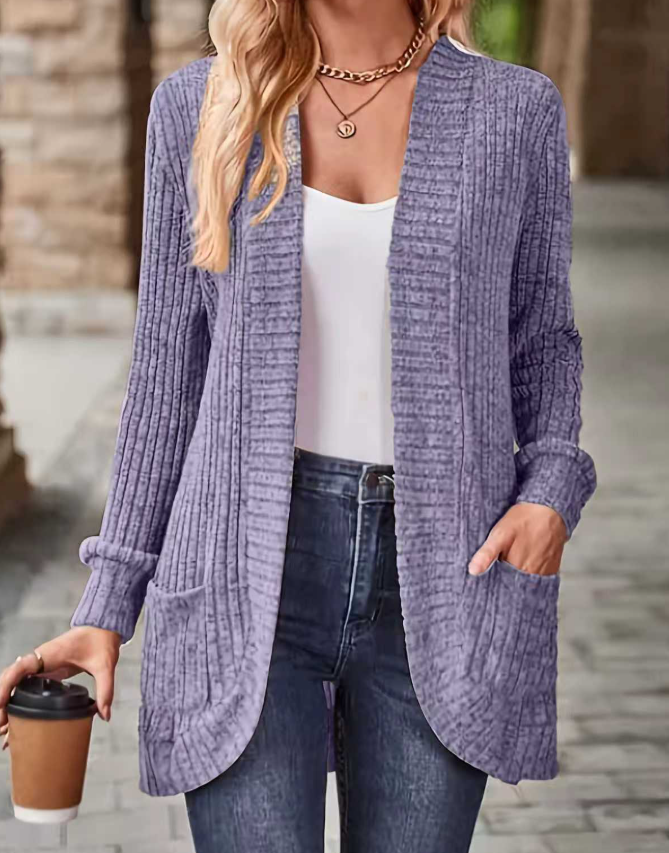 Drune | Cardigan - Damen Herbst Freizeit Fleece Strickjacke