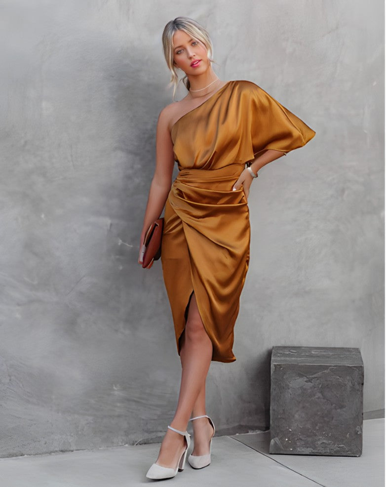 Drune Party Dress | Elegantes Abendkleid mit einer Schulterpartie