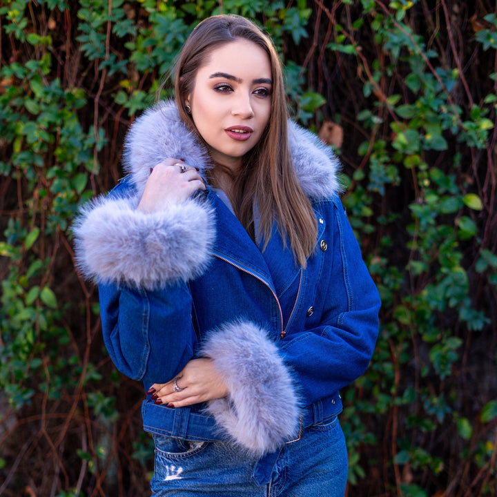 Drune | Jeansjacke mit Kunstfellkragen
