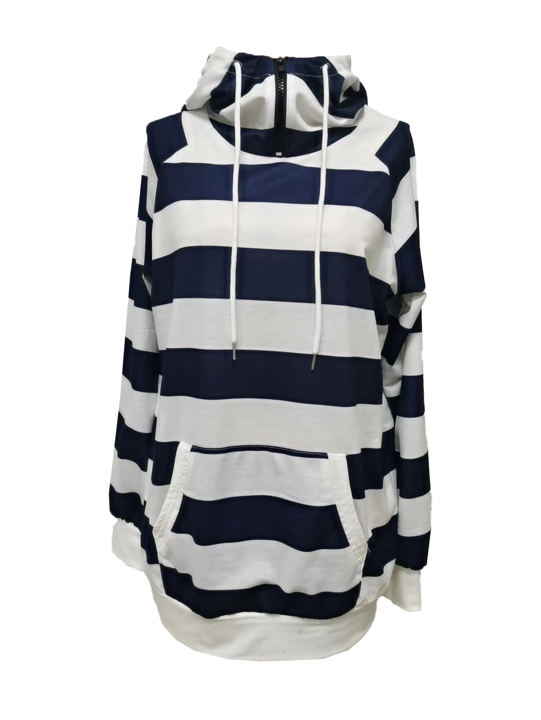 Drune | Gestreifter Hoodie mit Reißverschluss und Kordelzug