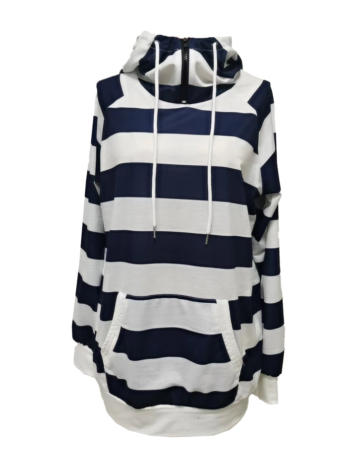 Drune | Gestreifter Hoodie mit Reißverschluss und Kordelzug