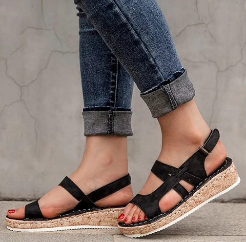 Drune | Bequeme Sandalen Mit Ergonomischem Fußbett Und Klettverschluss Für Damen