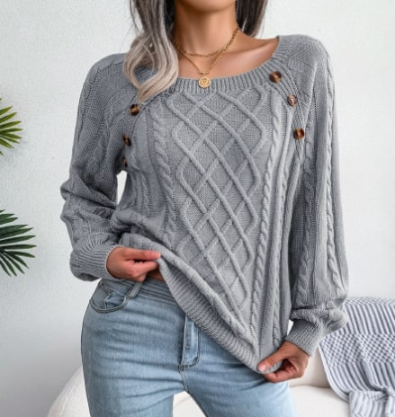 Drune | Klassischer Strickpullover mit Zopfmuster