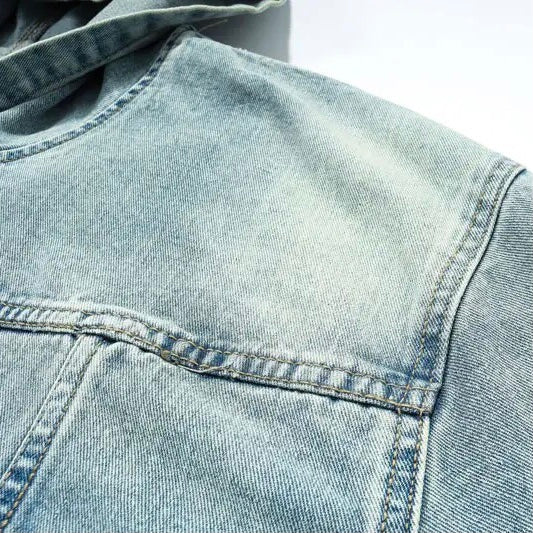 Drune | Washed-Denim-Jacke mit Kapuze