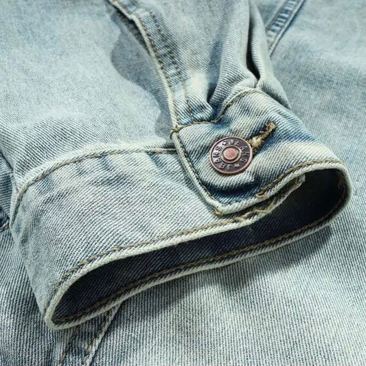 Drune | Washed-Denim-Jacke mit Kapuze
