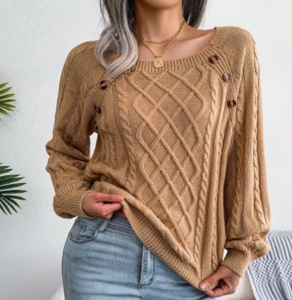 Drune | Klassischer Strickpullover mit Zopfmuster