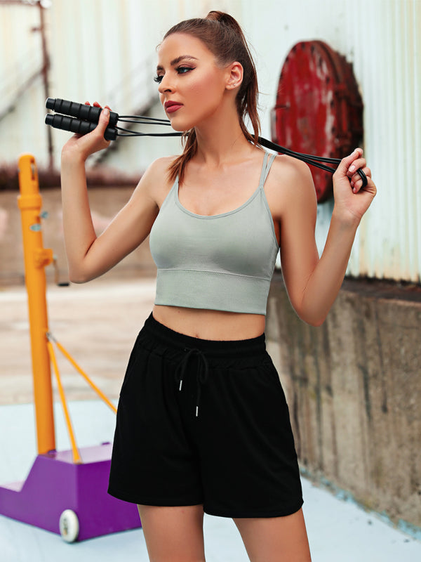Drune | 3er Pack Damen Sport Bh Gepolstert Crisscross Yoga Bh Nahtlos Mittel Impact Fitness Activewear