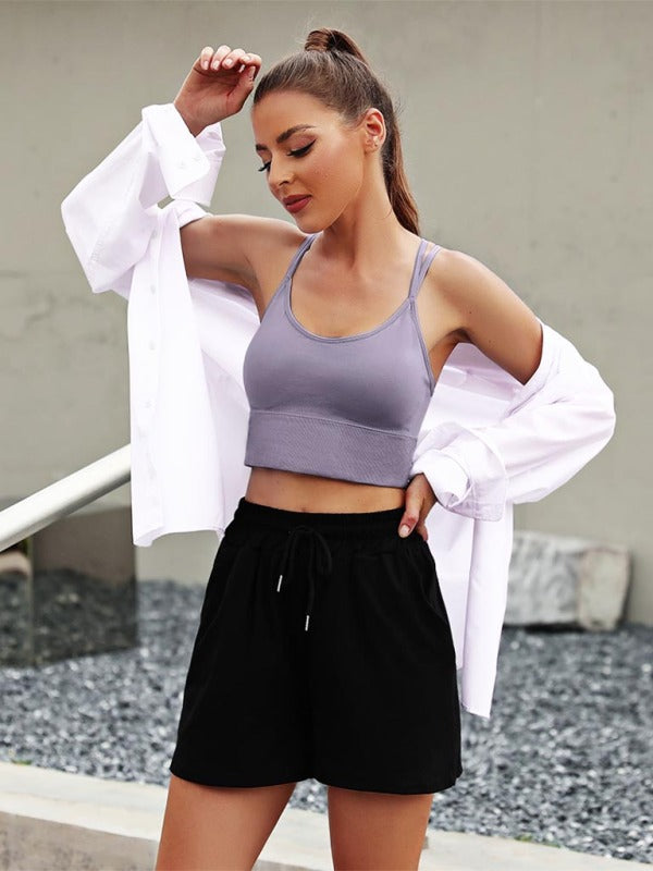Drune | 3er Pack Damen Sport Bh Gepolstert Crisscross Yoga Bh Nahtlos Mittel Impact Fitness Activewear