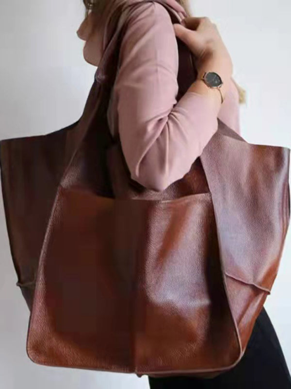 Drune | Einfach Große Tasche Weiches Leder Große Kapazität Ein Schulter Tragbare Tote Tasche