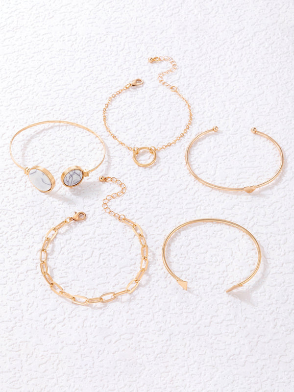 Drune | Eingelassene Offene Fünfteiliges Armband Geometrisches Liebes Dreiecks Armband Satz