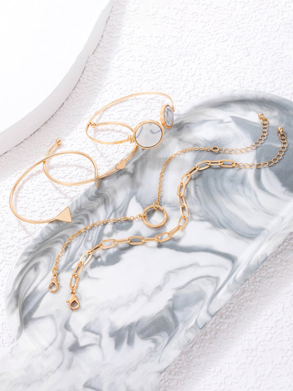 Drune | Eingelassene Offene Fünfteiliges Armband Geometrisches Liebes Dreiecks Armband Satz