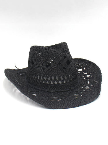 Drune | Neuer Hohler Cowboyhut, Handgestrickter Strohhut, Jazzhut Mit Erhöhtem Rand