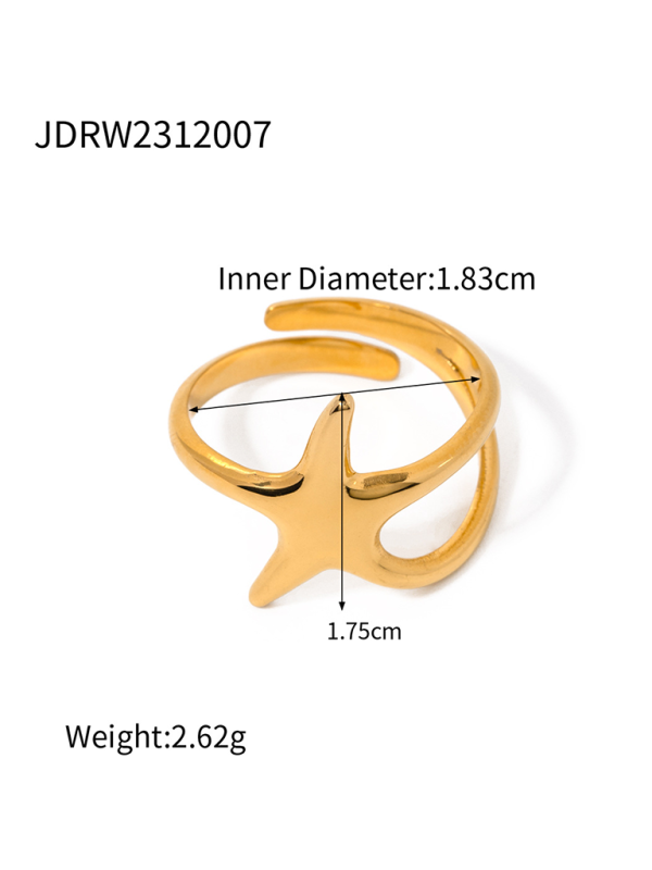Drune | Neuer Strandstil Ozeanelement Muschel Seestern Ring