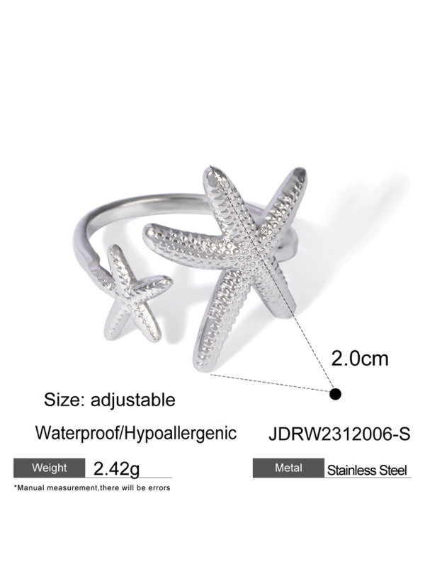 Drune | Neuer Strandstil Ozeanelement Muschel Seestern Ring