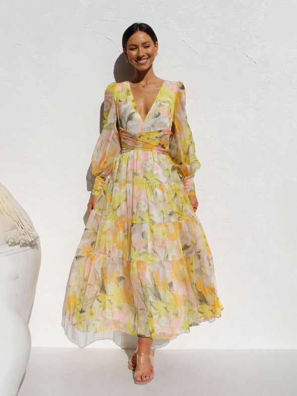 Drune | Strahlendes Langarm-Maxi-Kleid