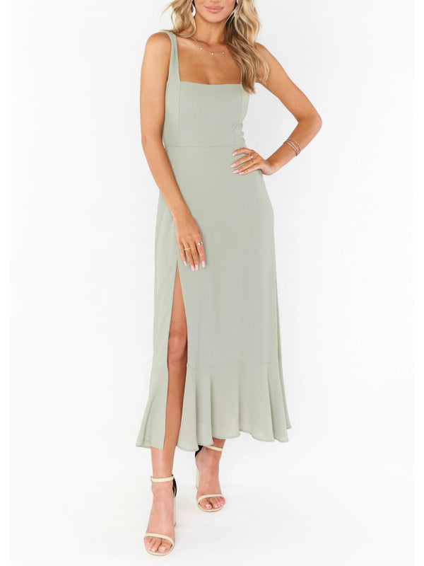 Drune | Damen Elegantes und Modisches Pendel Schlitz Französisches High-end Gefühl Kleid