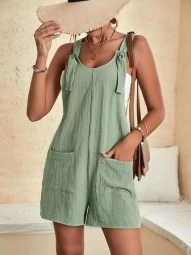 Drune | Damen Einfarbige Patch-Tasche Schnürung Freizeit Overall