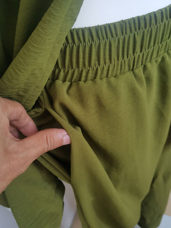 Drune | Neue Baumwoll Und Leinenanzug Strickjacke Langärmliges Oberteil Tasche Weit Geschnittene Hose Zweiteiler Satz