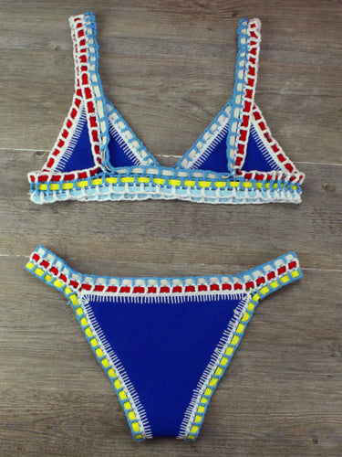 Drune | Handgehäkelter Bikini Strickpaneel Badeanzug Set