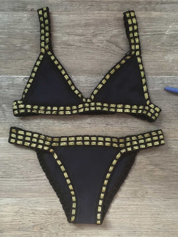 Drune | Handgehäkelter Bikini Strickpaneel Badeanzug Set