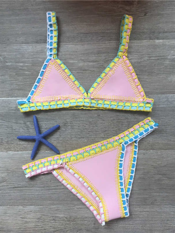 Drune | Handgehäkelter Bikini Strickpaneel Badeanzug Set